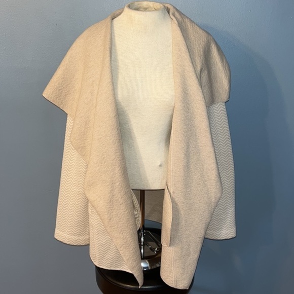 Adrienne Vittadini cardigan sweater womens size large tan/cream 50% wool - Picture 4 of 8